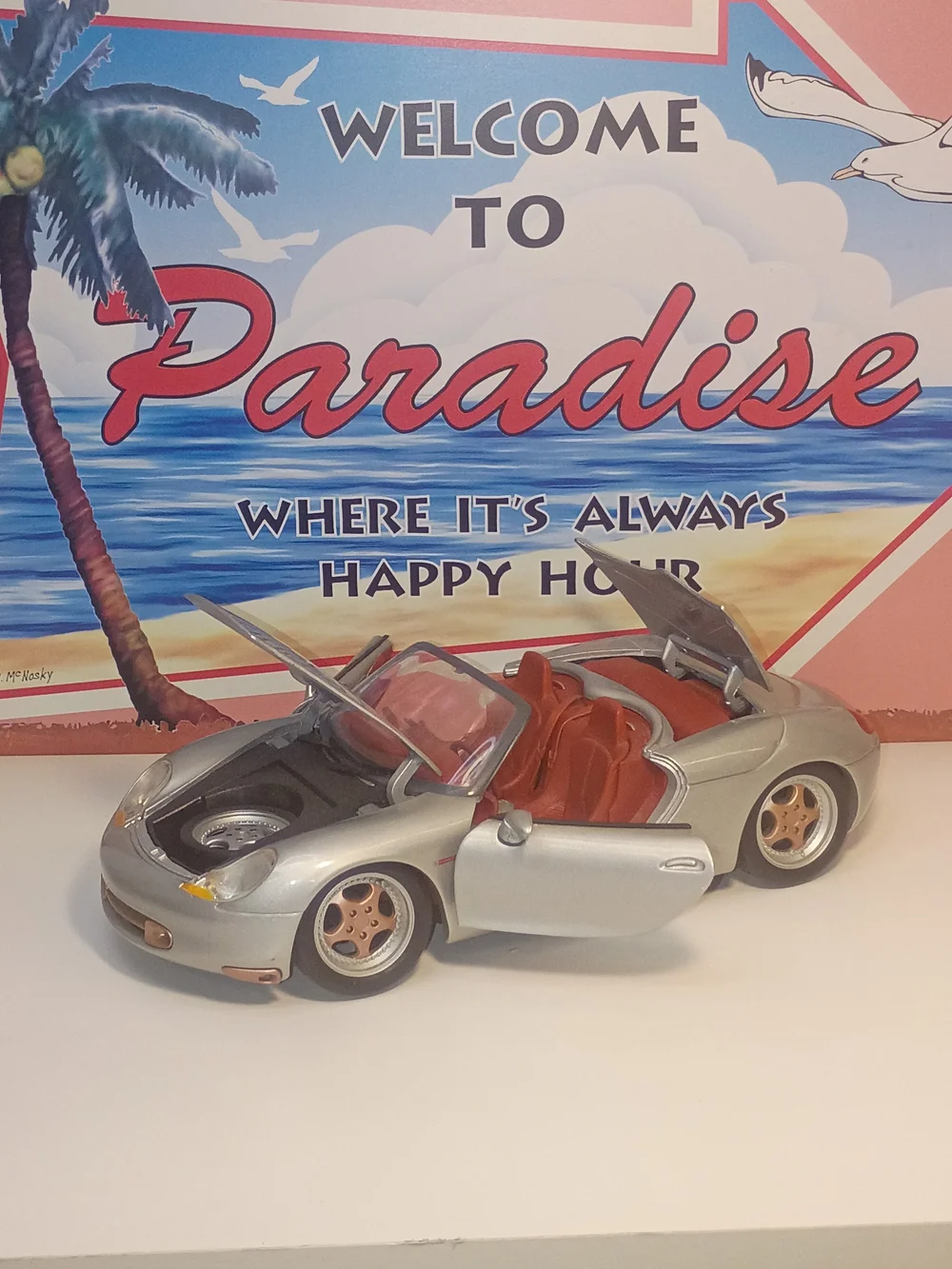 Porsche Boxster Silver Maisto 1.18 Scale Model Car Diecast